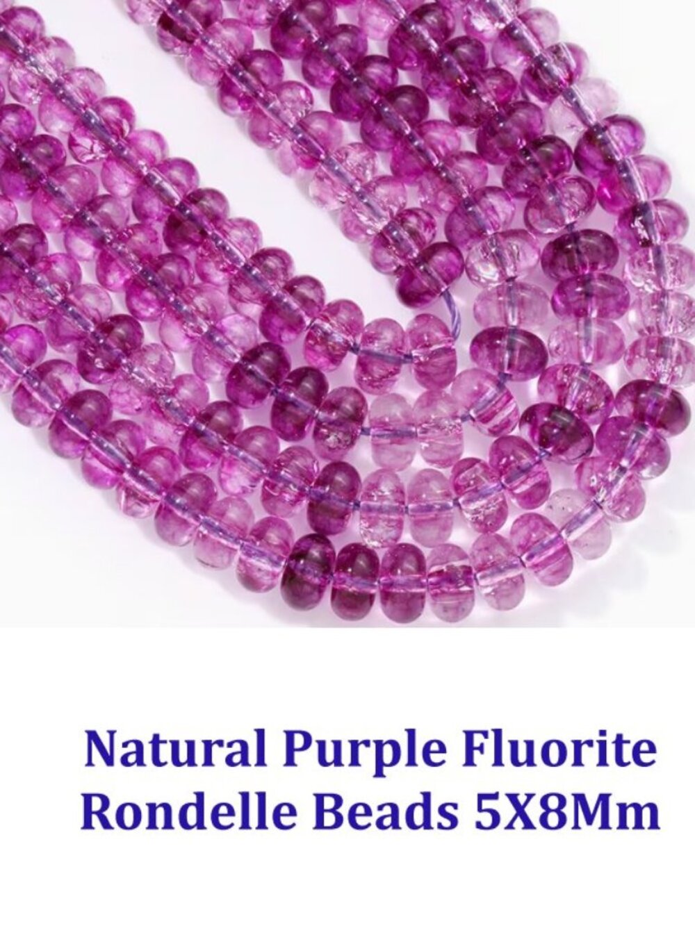 Natural Purple Fluorite Rondelle Beads  5X8Mm   15"mm